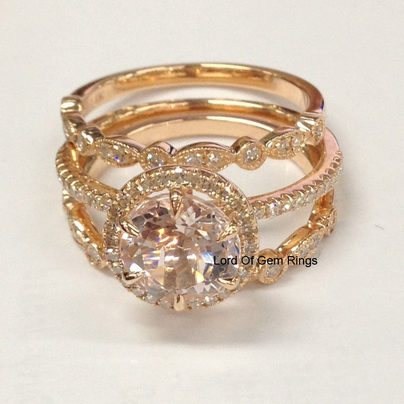 Ebay Wedding Ring Sets
 3 Wedding Ring Sets Art Deco Morganite Diamond Engagement