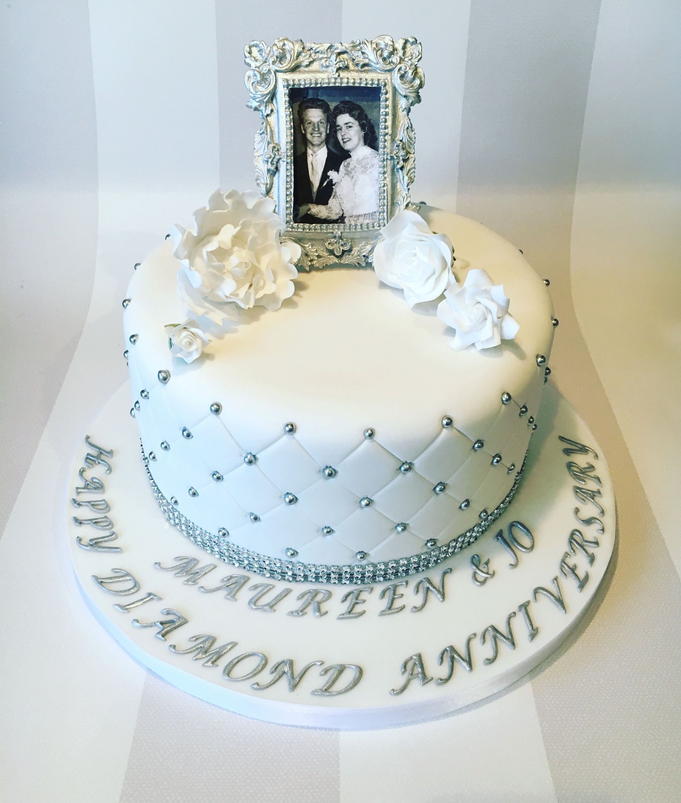 Edible Diamonds For Wedding Cakes
 Diamond wedding anniversary cake with quilting and edible