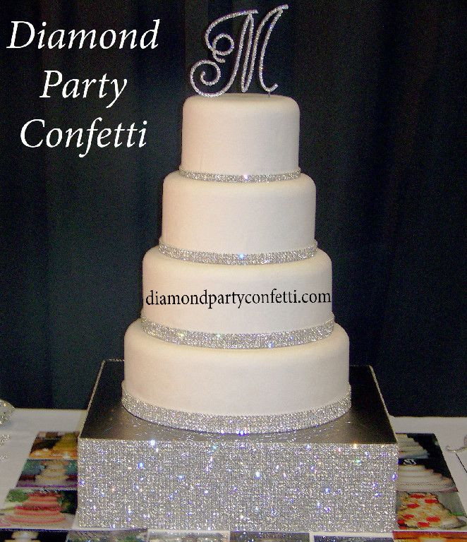 Edible Diamonds For Wedding Cakes
 Edible diamonds and Square Rhinestone Crystal Wedding Cake