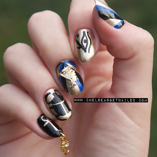 Egyptian Nail Designs
 Close up of yesterday’s Nefertiti Egyptian nails nailart