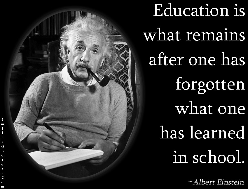 Einstein Quote On Education
 Education is what remains after one has forgotten what one