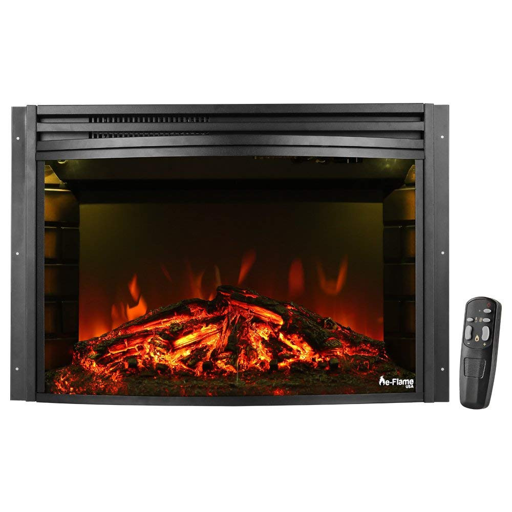 Electric Fireplace W Remote
 e Flame USA 26" Curved Electric Fireplace Insert w Remote