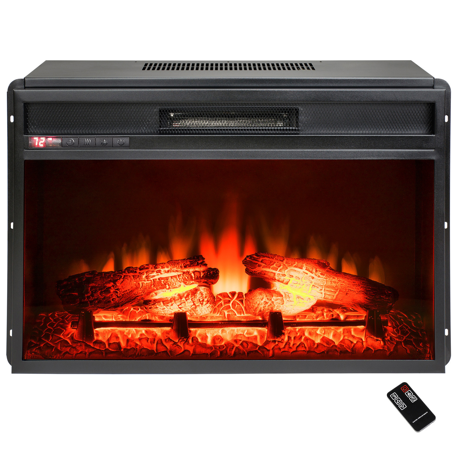 Electric Fireplace W Remote
 AKDY FP0054 23" Black Freestanding Insert Electric