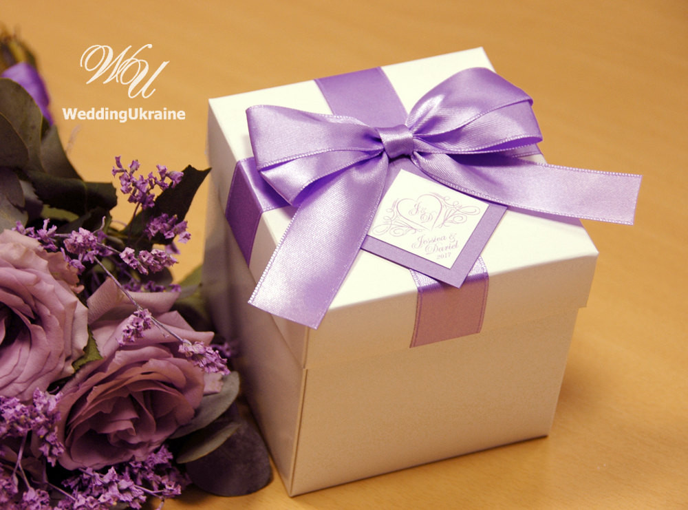 Elegant Wedding Gifts
 Elegant Lavender Wedding Gift Boxes with satin ribbon bow and