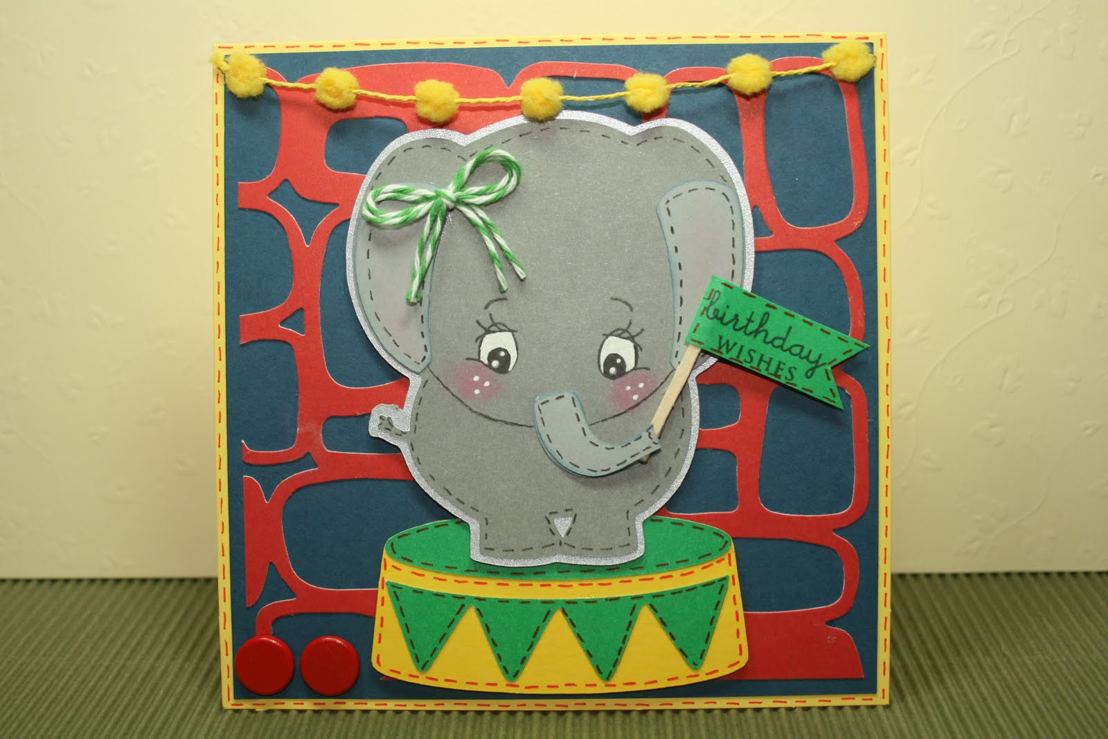 Elephant Birthday Card
 In the Pink Designs by Cathryn Elephant Birthday Card