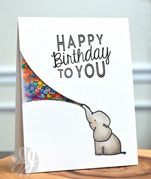 Elephant Birthday Card
 Project Elephant Shaker Card – Stamping