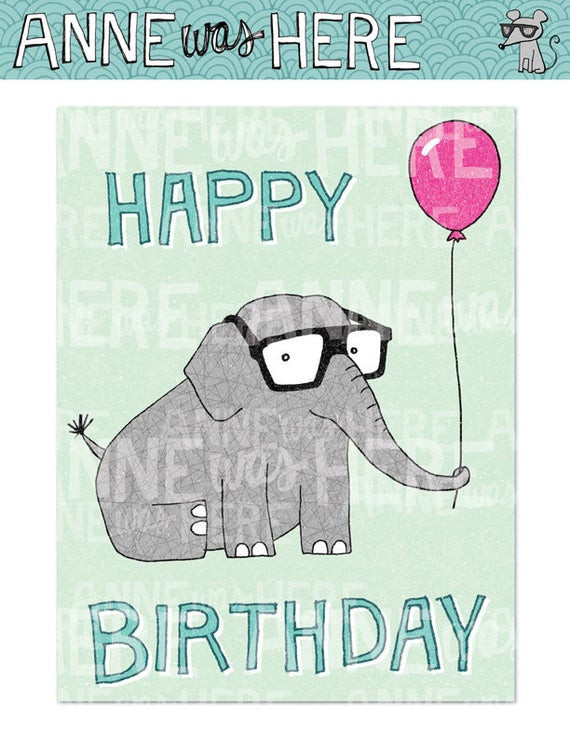 Elephant Birthday Card
 Items similar to Printable Card Happy Birthday Elephant