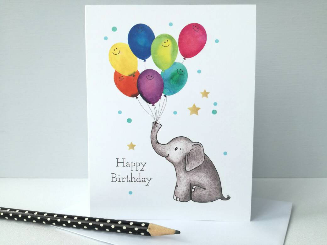 Elephant Birthday Card
 Elephant birthday card Happy birthday Cute elephant and