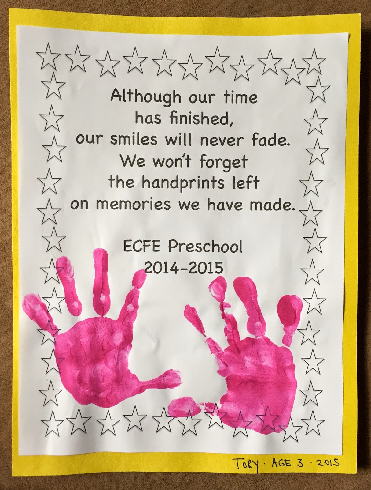 End Of Year Crafts Preschool
 Live Inside My Bubble End of School Year Handprint Craft