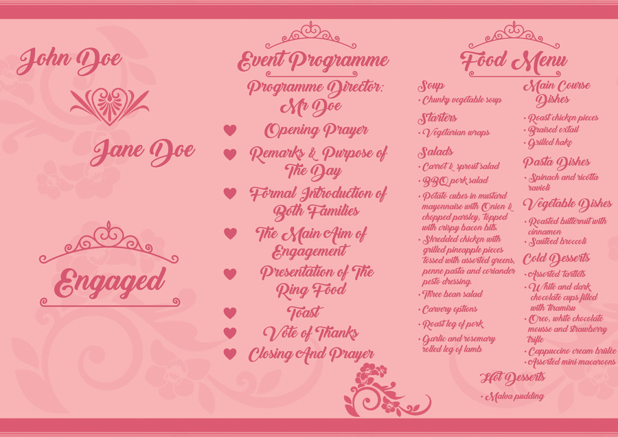 Engagement Party Program Ideas
 Entry 9 by devchoudhary24 for Engagement Party Table