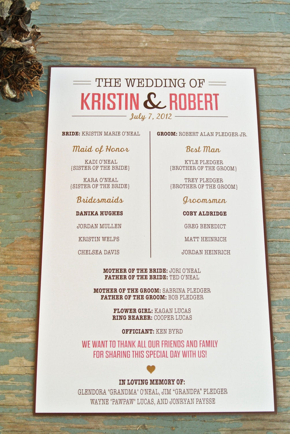 Engagement Party Program Ideas
 Rustic Wedding Program by WideEyesPaperCo on Etsy