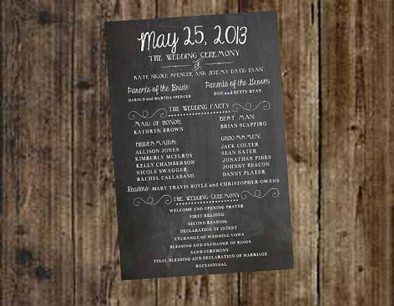 Engagement Party Program Ideas
 Wedding Program Party And Ceremony Chalkboard Printable