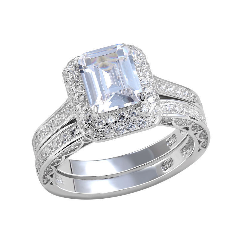 Engagement Rings For Women Princess Cut
 2 85 Ct Princess Cut CZ Rhodium Plated Wedding Ring