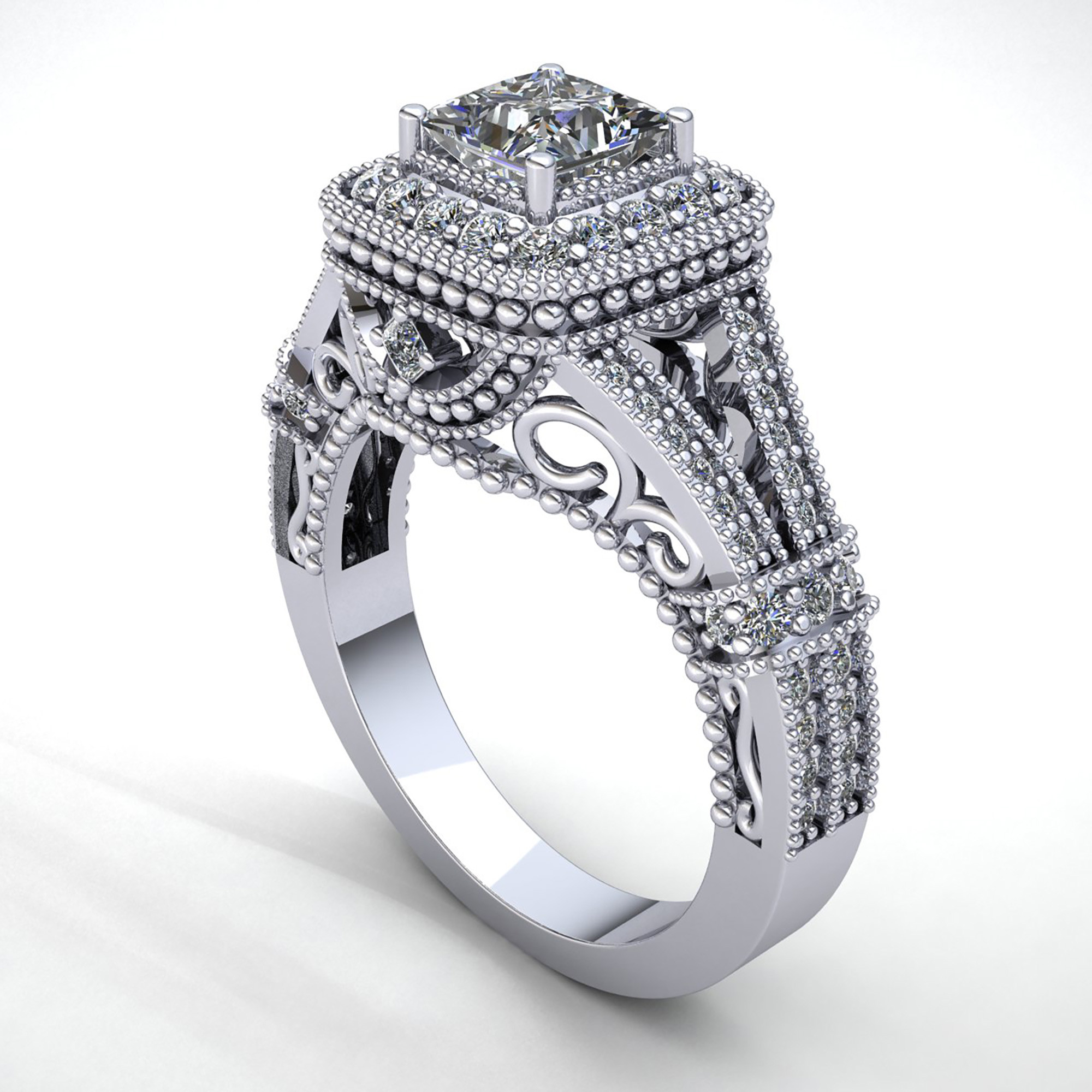 Engagement Rings For Women Princess Cut
 1carat Real Princess Cut Diamond Women s Milgrain Halo