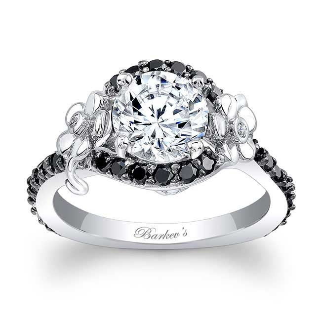 Engagement Rings With Black Diamond Accents
 Barkev s Flower Engagement Ring With Black Diamonds 7936LBK