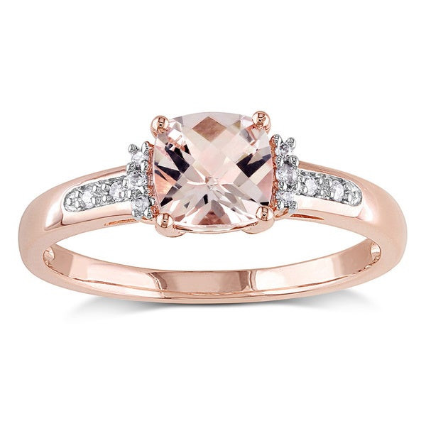 Engagement Rings With Black Diamond Accents
 Shop Miadora 10k Rose Gold Morganite with Diamond Accent