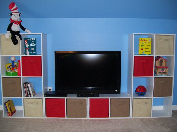 Entertainment Center For Kids Room
 DIY Storage Unit for kids room or playroom or maybe an