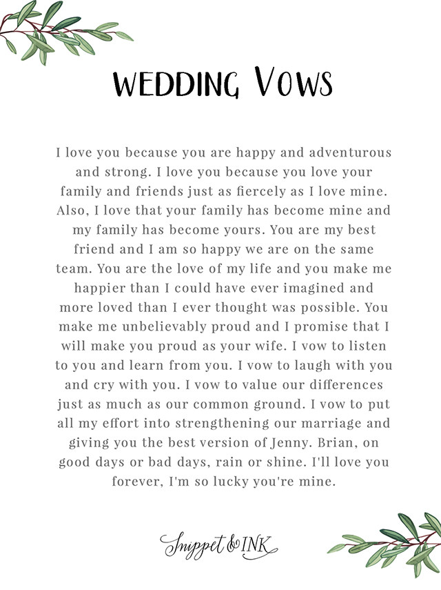 Example Of Wedding Vows
 Personalized Real Wedding Vows That You ll Love Snippet & Ink