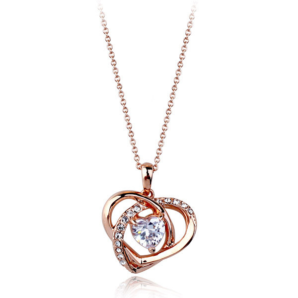 Fake Diamond Necklace
 Fashion Women Jewelry Luxury Heart Design Imitation