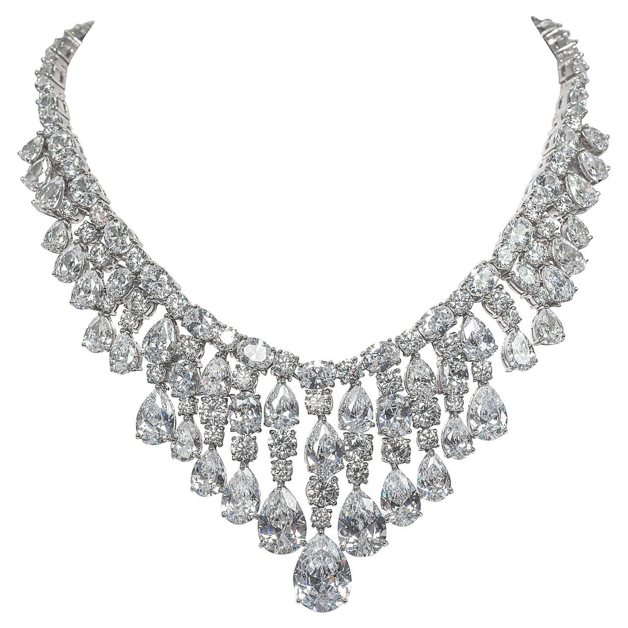 Fake Diamond Necklace
 Red Carpet Faux Diamond Draperie Necklace For Sale at 1stdibs