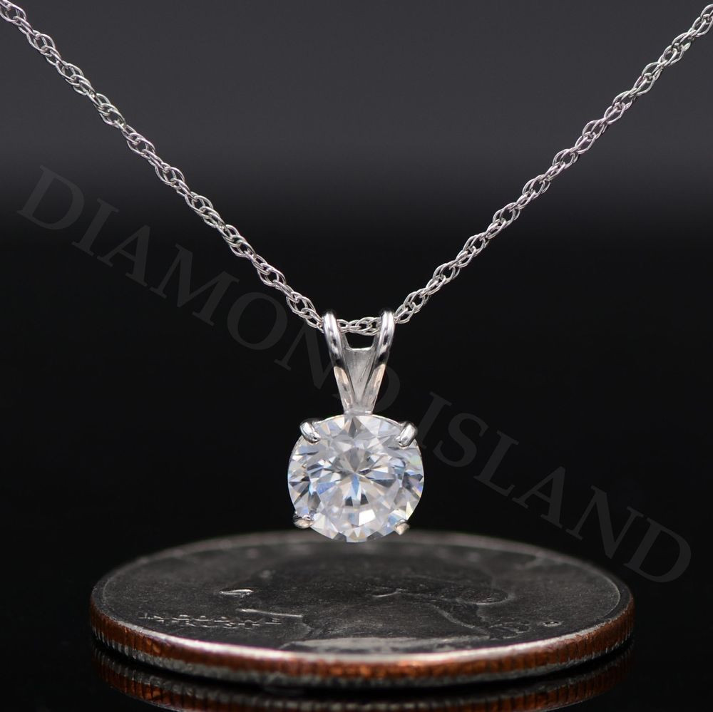 Fake Diamond Necklace
 2 5 Ct Round Cut 14K White Gold Simulated Diamond Pendant