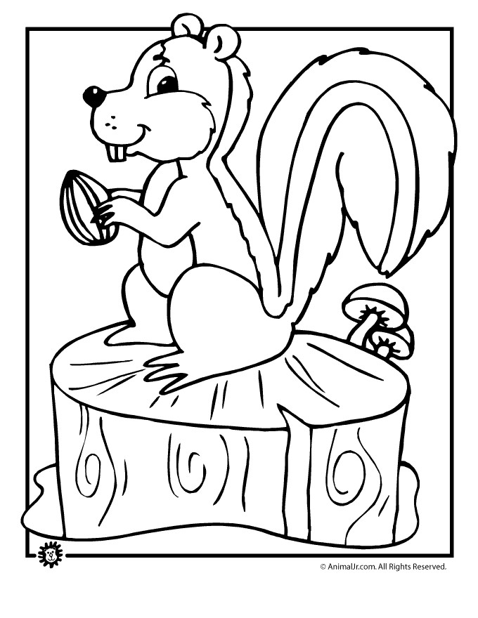 Fall Kids Coloring Pages
 Fall Coloring Page Squirrel with Acorn