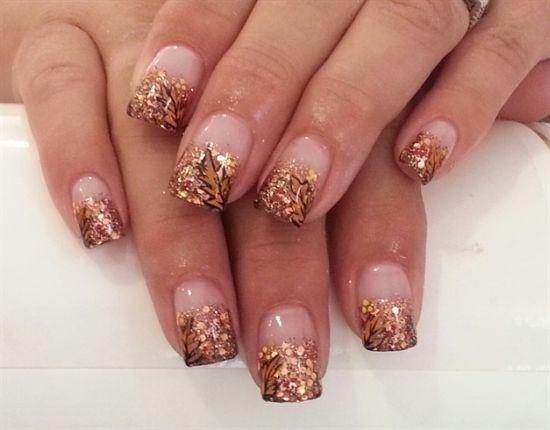 Falling Glitter Nails
 50 Amazing Fall Nail Designs for 2014