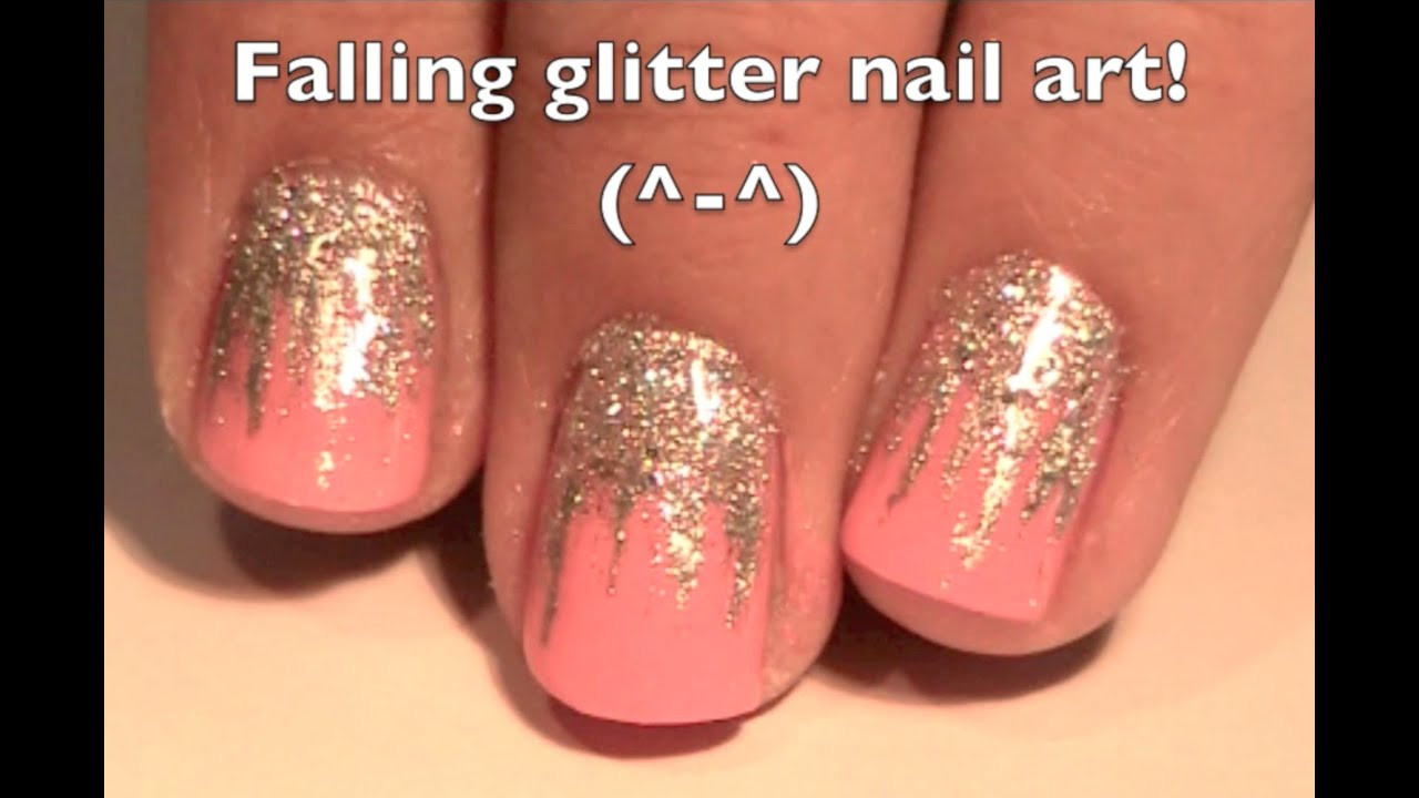 Falling Glitter Nails
 Falling glitter nail art