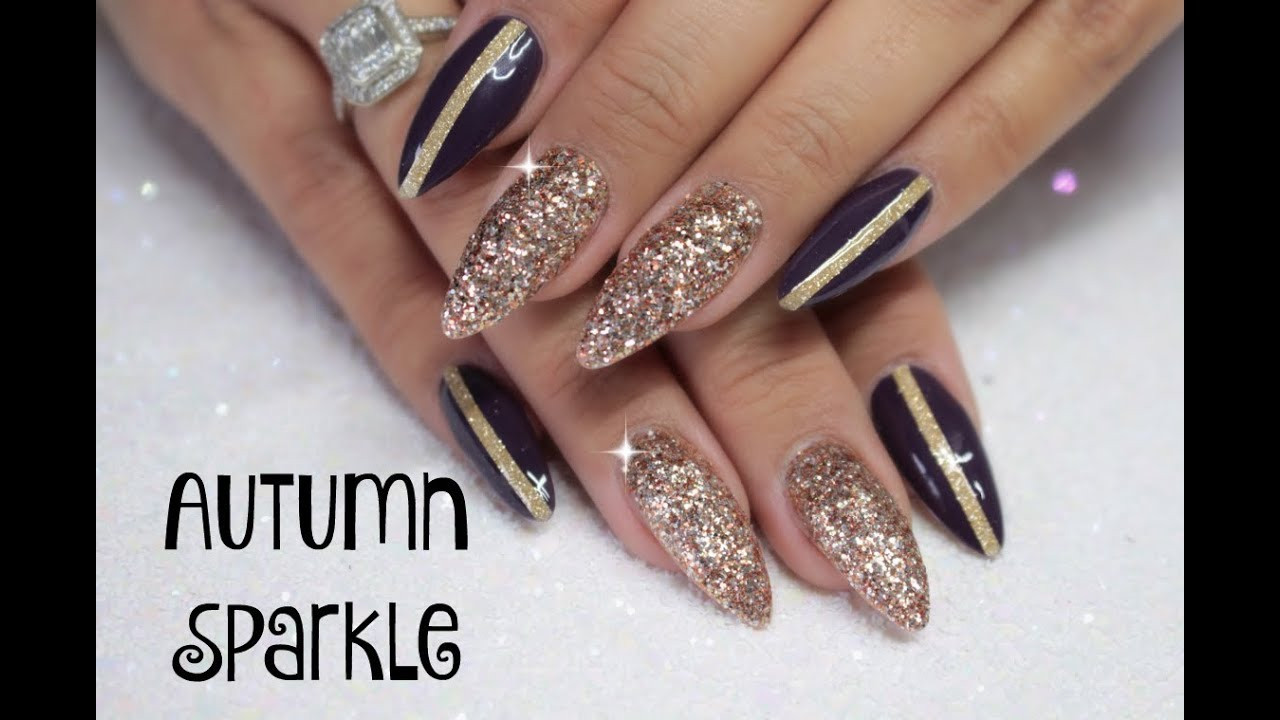 Falling Glitter Nails
 AUTUMN FALL GOLDEN SUGARED SPARKLE NAILS MAGPIE NEW