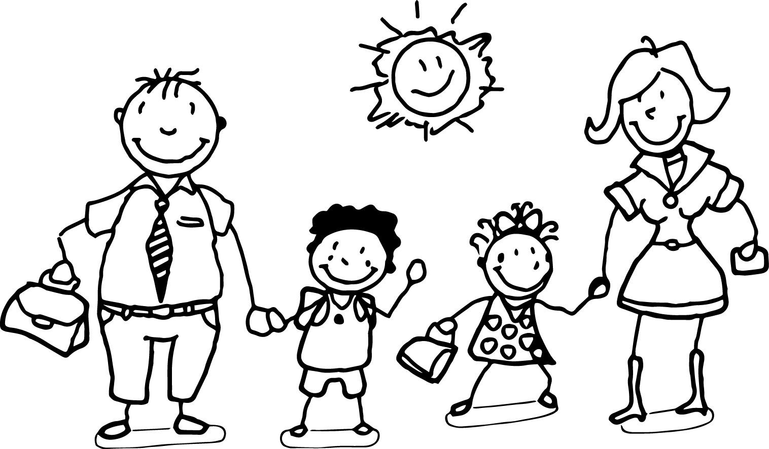 Family Coloring Pages For Kids
 Happy Family And Children Coloring Page