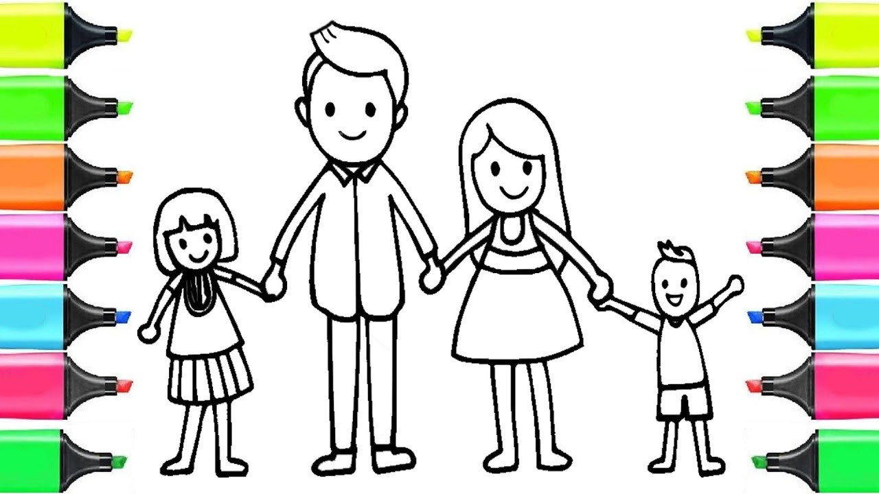 Family Coloring Pages For Kids
 How to Draw Happy Family for KIDS Learn Coloring Page