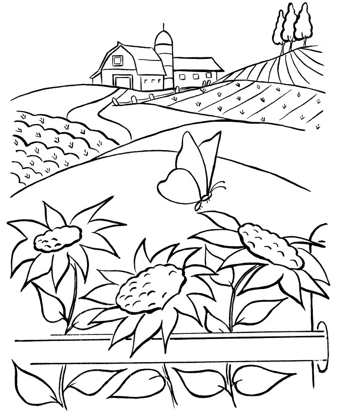 Farm Coloring Pages For Kids
 Farm scenes coloring page