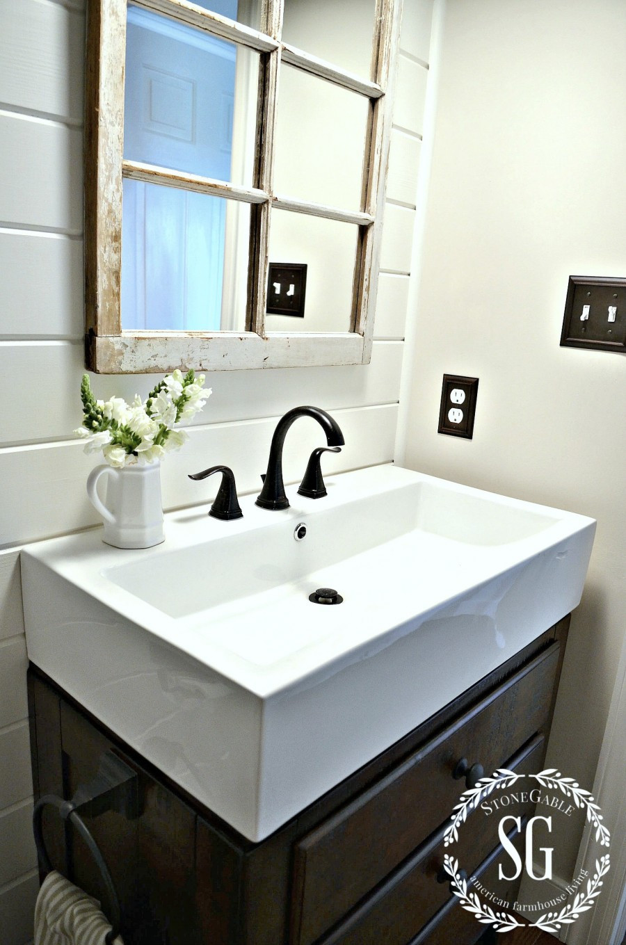 Farmhouse Bathroom Sink
 FARMHOUSE POWDER ROOM REVEAL StoneGable