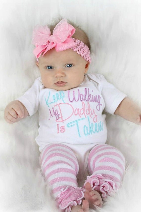 Fashion Clothing For Baby Girls
 Baby Girl Clothes Embroidered with Keep Walking My Daddy Is