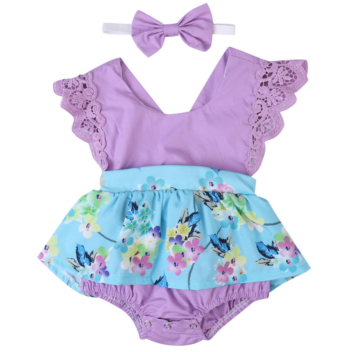 Fashion Clothing For Baby Girls
 Baby Girl Flower Tops Headband Bow 2pcs Outfits Newborn