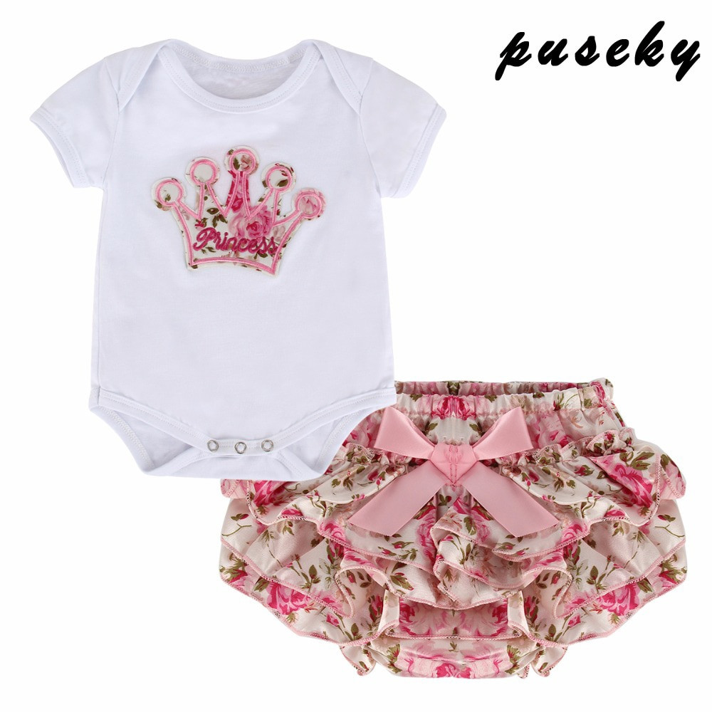 Fashion Clothing For Baby Girls
 Puseky 2PCS Crown Infant Baby Girl Clothing Set Bodysuit