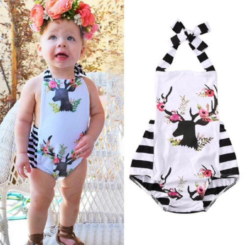 Fashion Clothing For Baby Girls
 Best Baby Girls Clothes Newborn Infant Floral Deer Romper