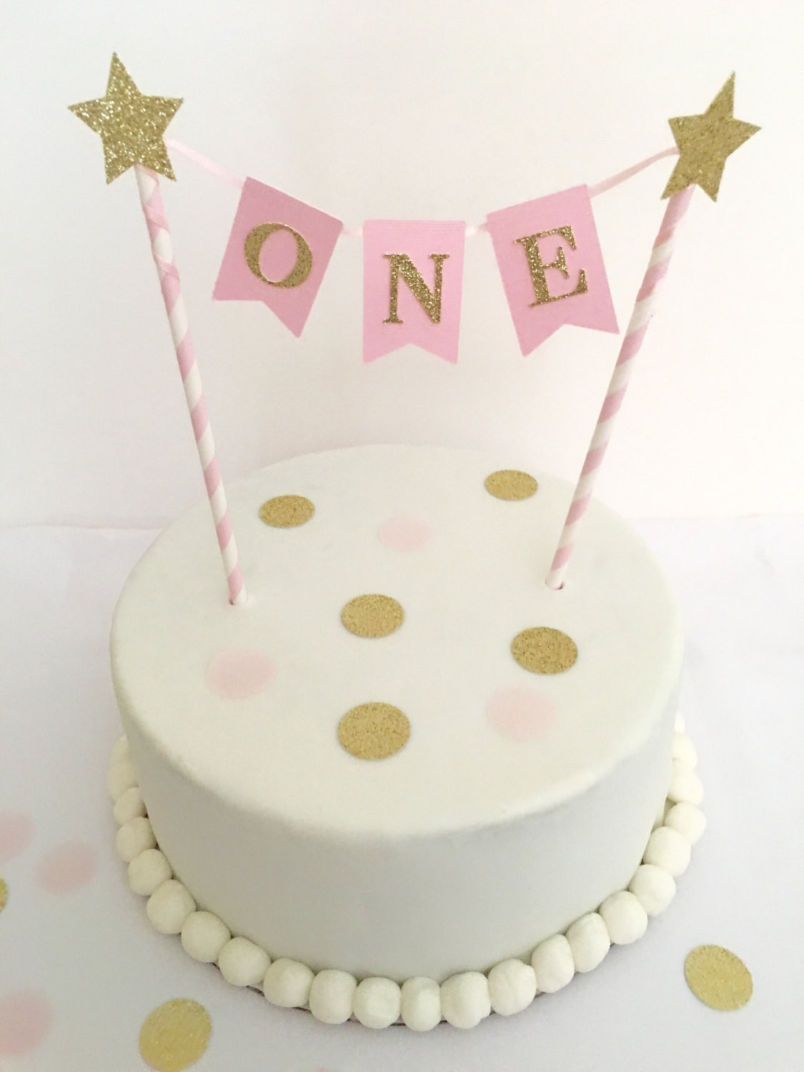 First Birthday Cake Topper
 1st Birthday Cake Topper Pink and Gold by SweetEscapesbyDebbie