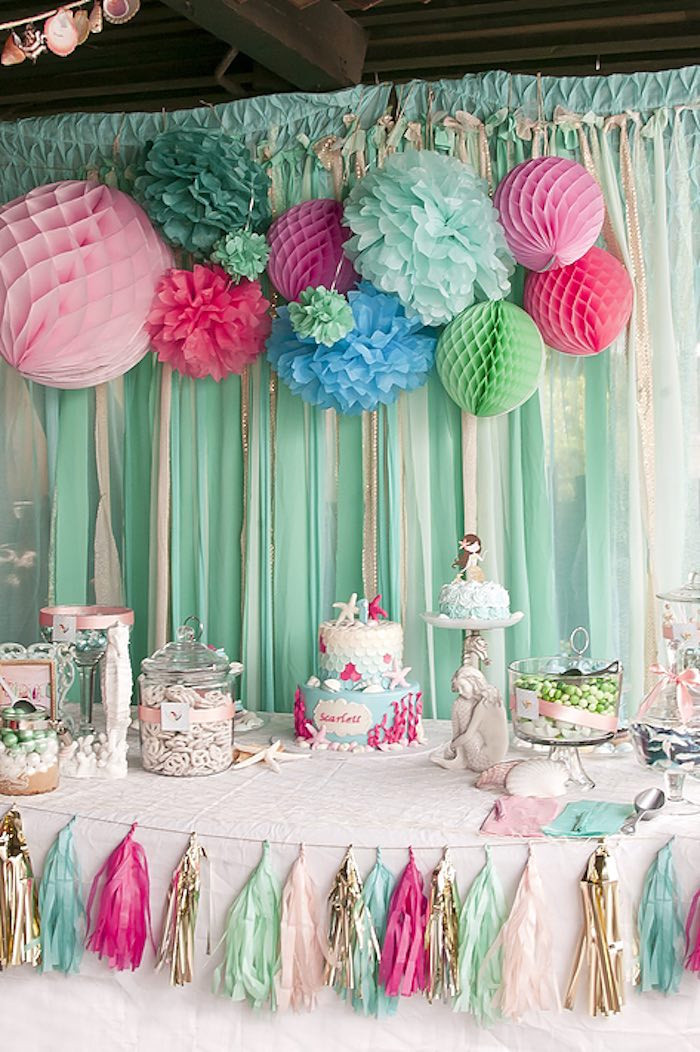 First Birthday Decoration Ideas
 Kara s Party Ideas Littlest Mermaid 1st Birthday Party