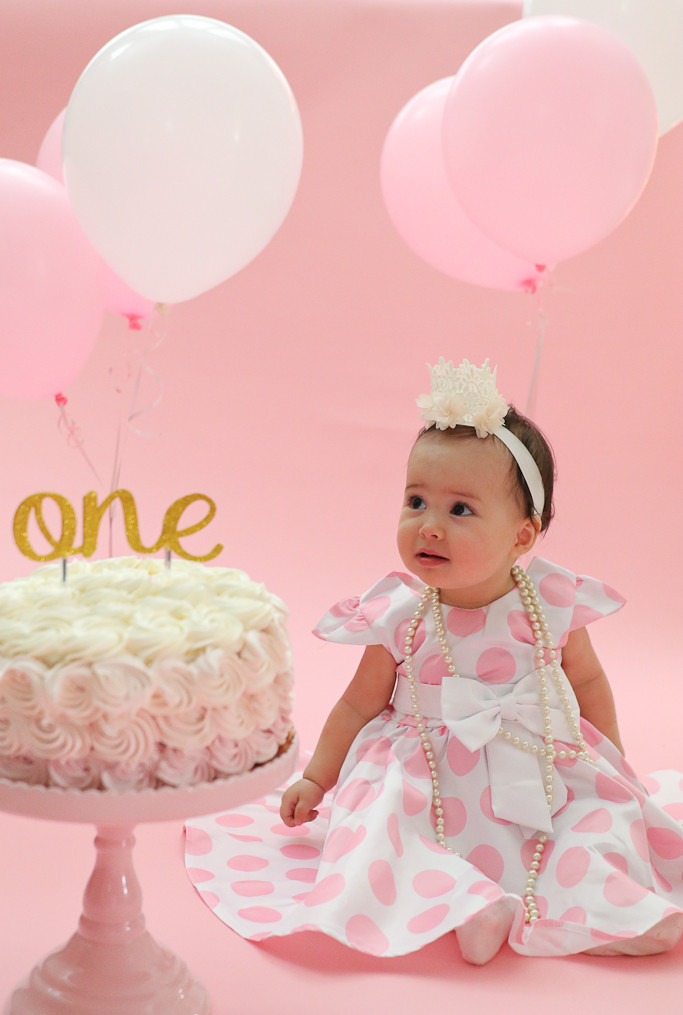 First Birthday Smash Cake
 First Birthday Cake Smash Party Pink and Gold e Year party