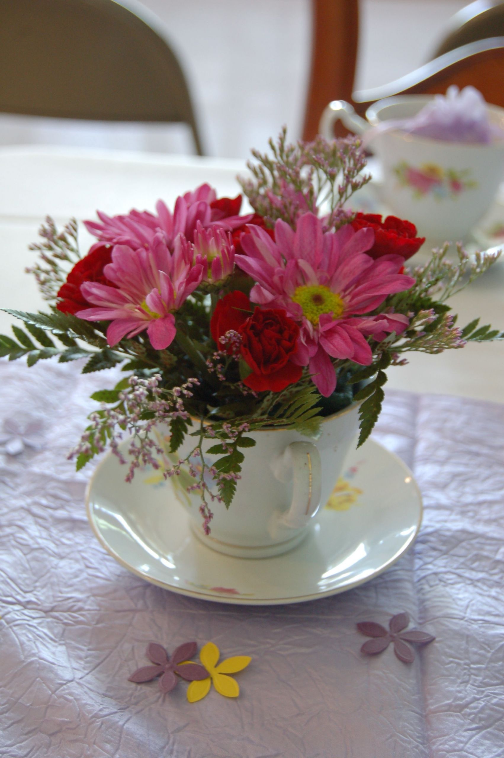 Flower Arrangement Ideas For Engagement Party
 Tea of flowers perfect for a Bridal shower