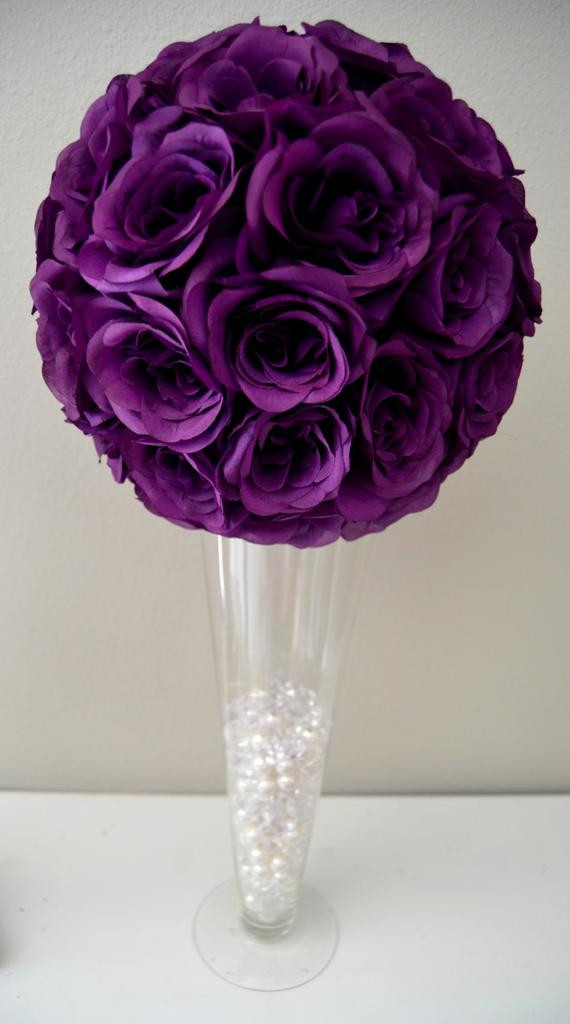 Flower Balls For Wedding
 Purple flower ball PURPLE WEDDING CENTERPIECE Purple