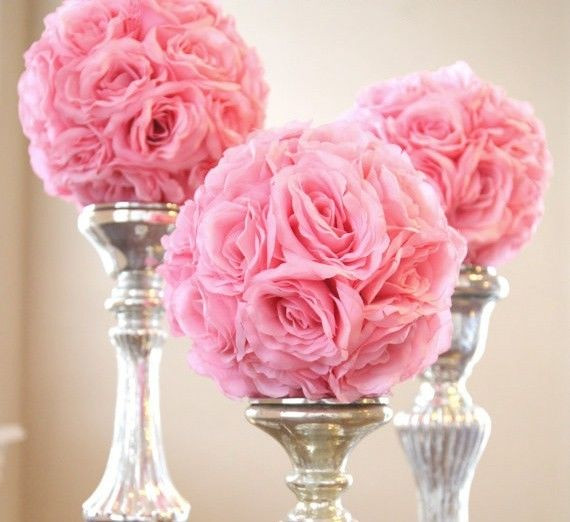 Flower Balls For Wedding
 Silk Flower Kissing Balls Wedding Centerpiece 6 Inch
