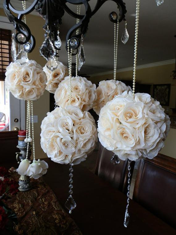 Flower Balls For Wedding
 Items similar to 6 Flower Balls 6 Elegant Wedding Flower