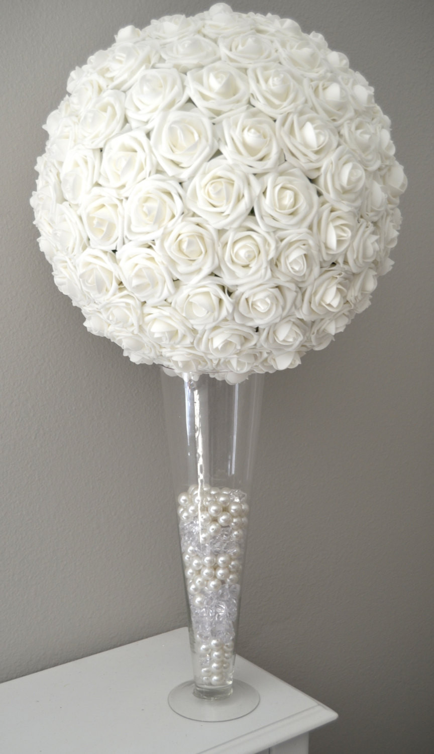 Flower Balls For Wedding
 WHITE FLOWER BALL Kissing Ball Wedding Centerpiece Flower