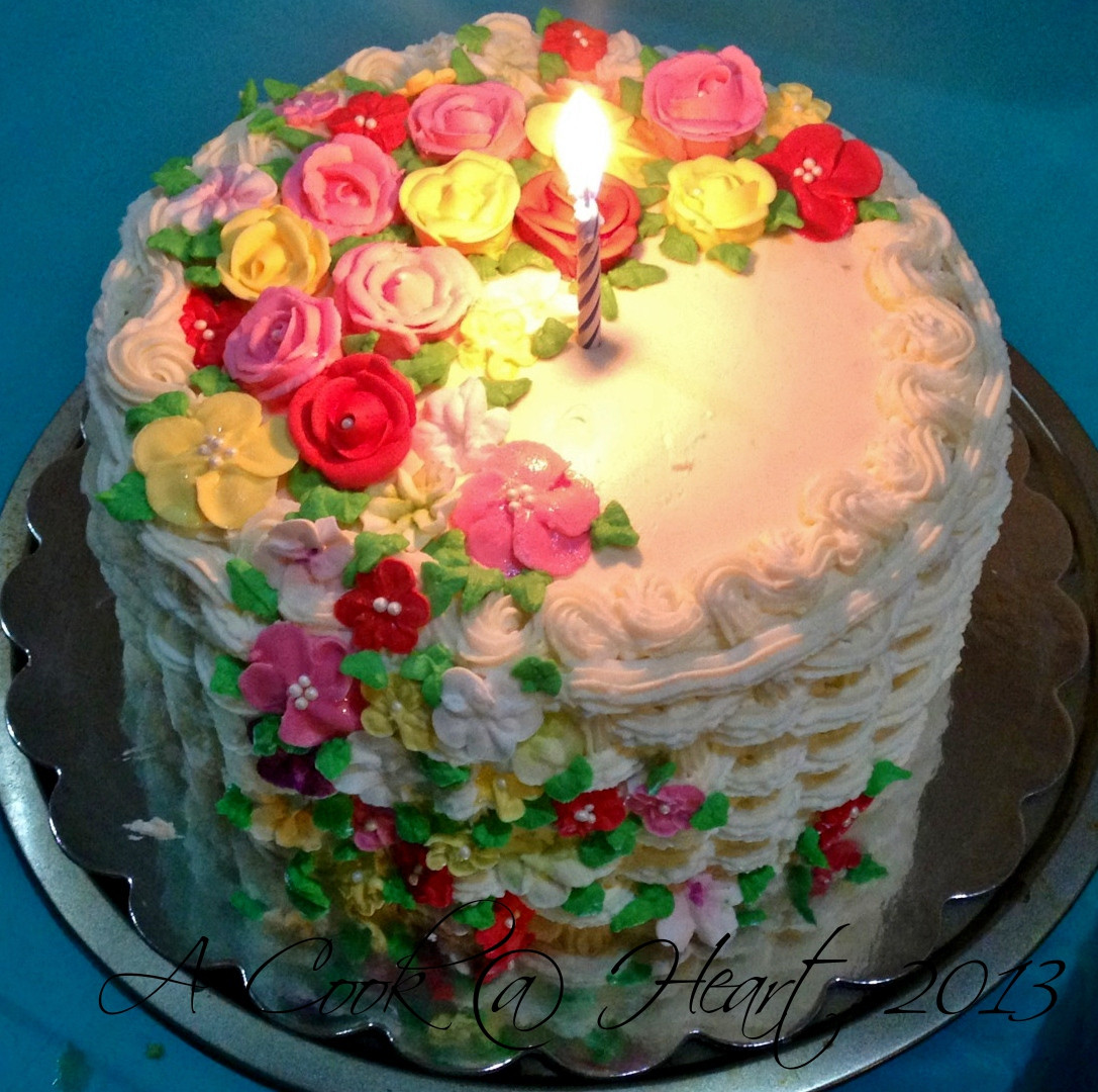 Flowers Birthday Cake
 A Cook Heart A basket cake of flowers