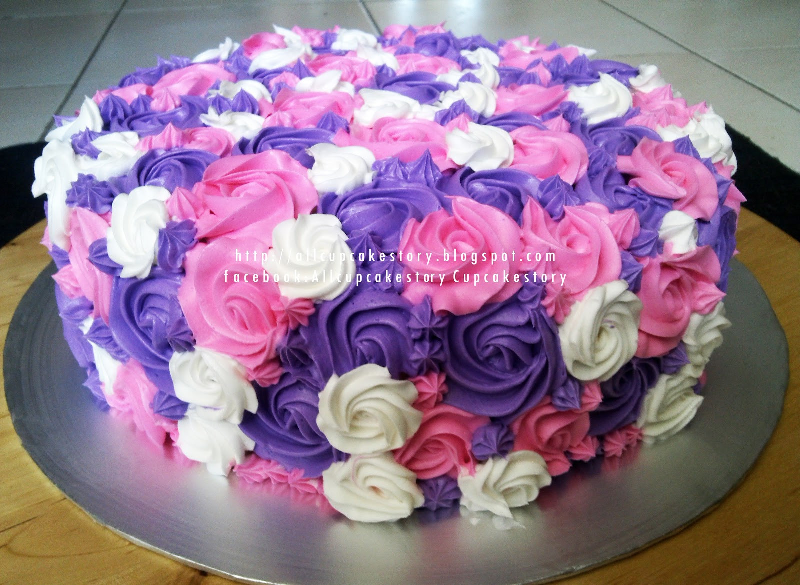 Flowers Birthday Cake
 allcupcakestory Purple & Pink Flower Cake