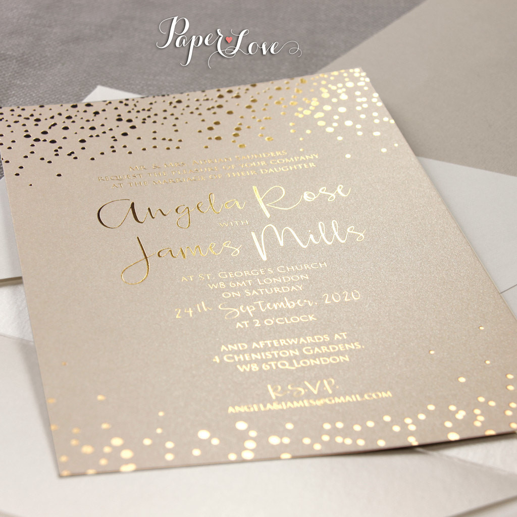Foil Wedding Invitations
 Gold Foil Confetti Elegant Wedding Invitation