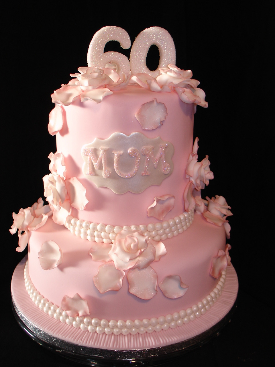 Fondant Birthday Cake
 Pale Pink 60Th Birthday Fondant Cake CakeCentral