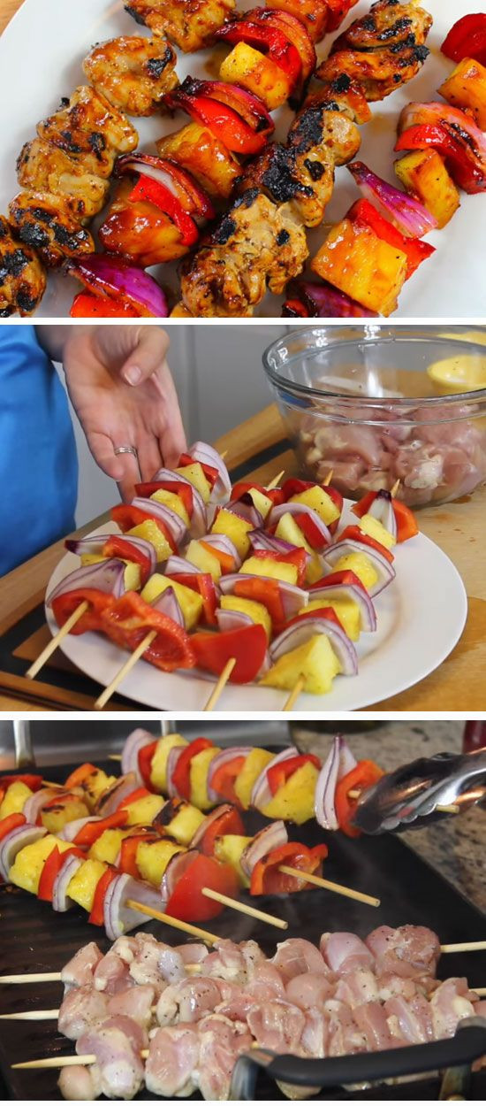 Food Ideas For Outdoor Party
 Barbecue Chicken and Pineapple Skewers